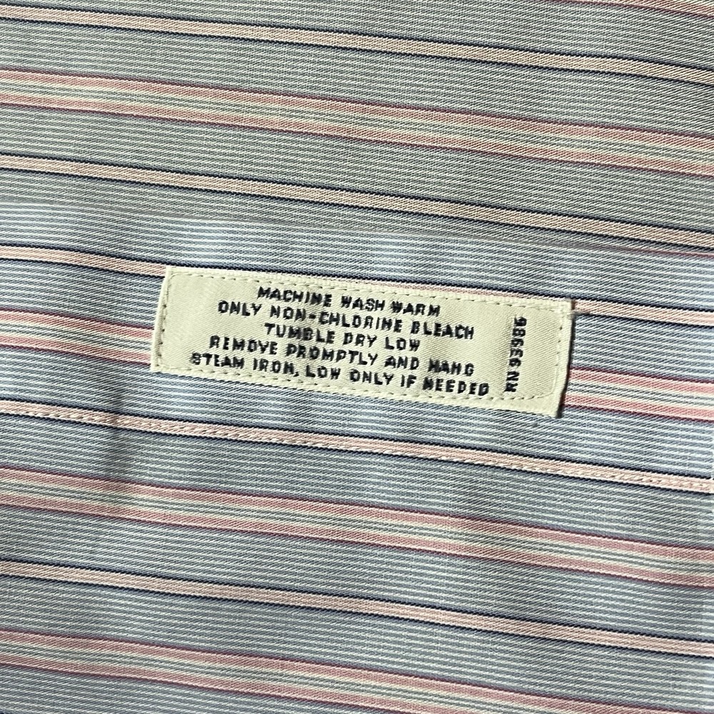 Brooks Brothers Shirt Mens 15.5 33 Blue Pink Plaid Striped Non-Iron French Cuff - Picture 8 of 10